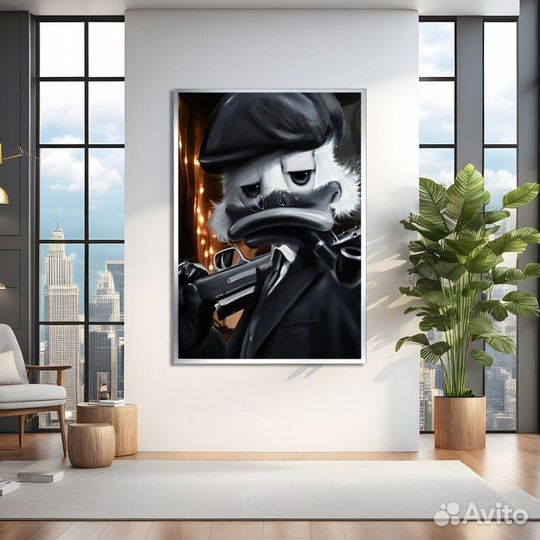 Картина маслом на медном холсте Скрудж в костюме