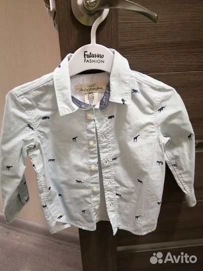 Рубашка hm с рисунком +жилет р. 92