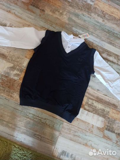 Рубашка школьная/Рубашка обманка/ жилет школьный