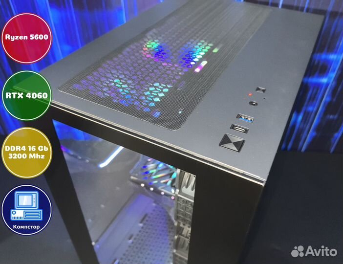 Сборка мощного пк AMD5600-RTX4060-16DDR4-UVP53-A520