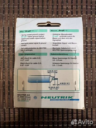 Разьемы для фоно кабеля Neutrik