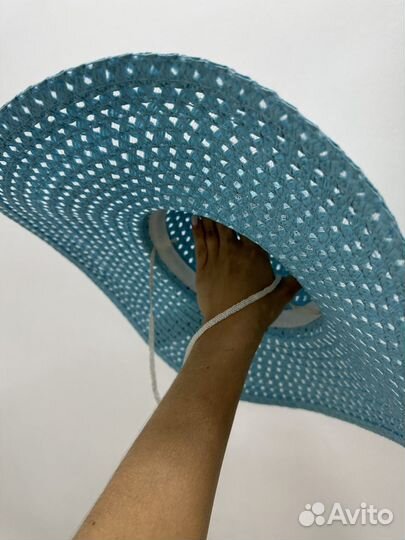 Шляпа женская пляжная голубая