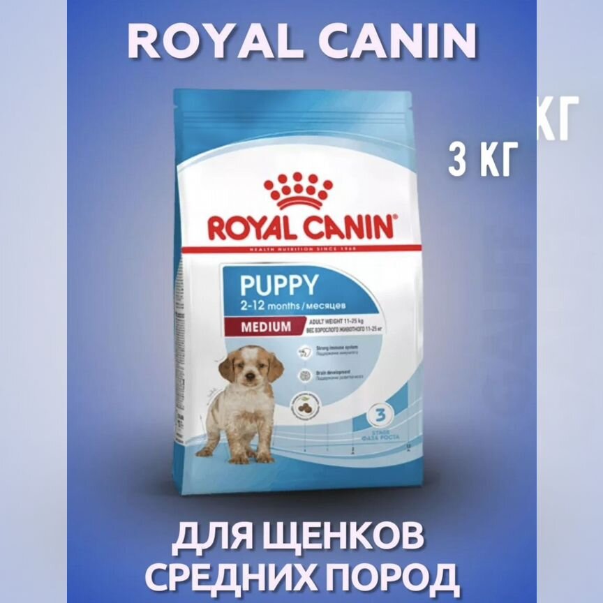 Корм для собак royal canin puppy medium