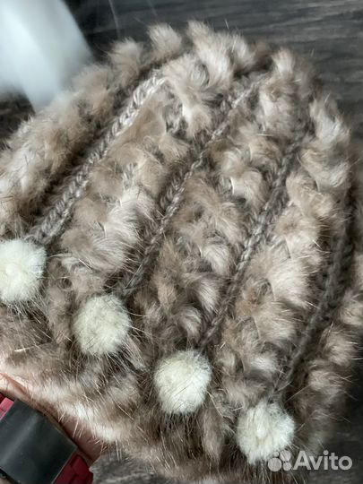 Шапка норка вязаная
