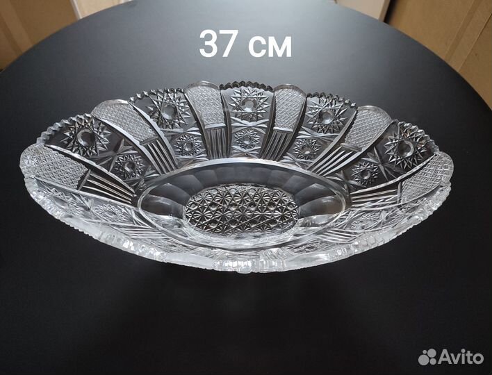 Большая хрустальная ваза ладья СССР