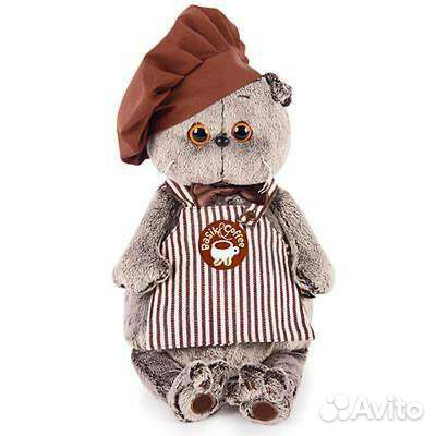 Мягкая игрушка Котик Басик-бариста, 32см