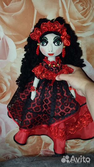 Текстильная Кукла Кармен интерьерная