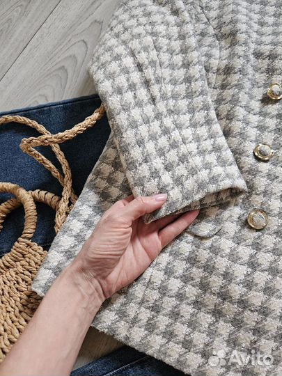 Твидовый L жакет под винтаж как новый