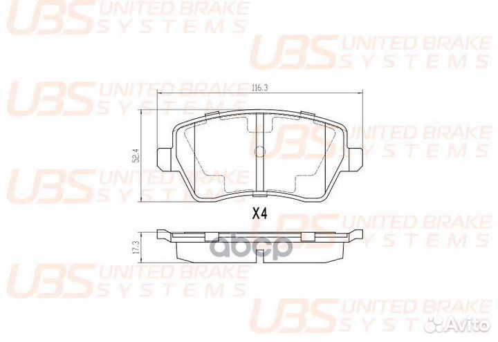 Тормозные колодки передние BP1105007 UBS