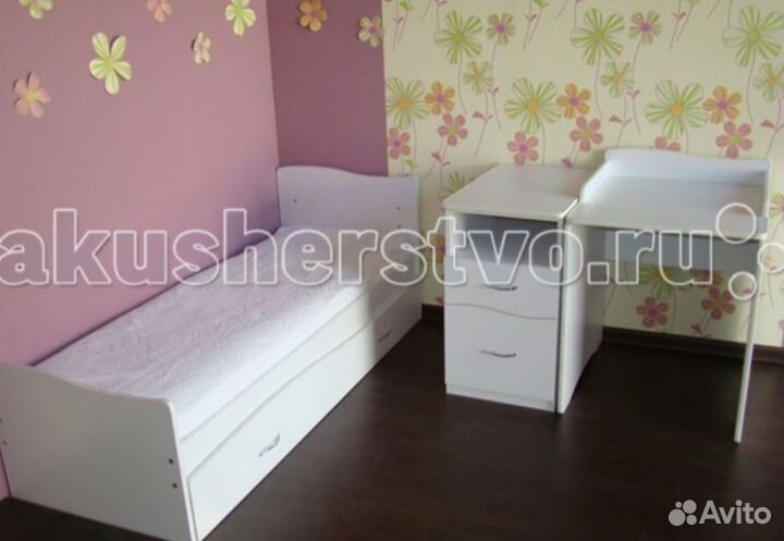 Кроватка трансформер+матрас+балдахин+бортики