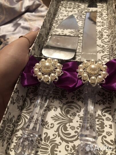 Нож и лопатка для свадебного торта