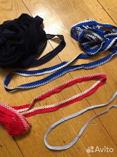 Тесьма х/б синяя голубая красная
