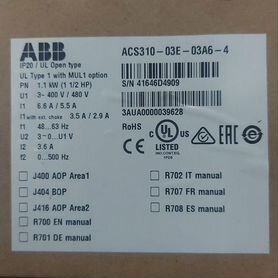 ACS310-03E-03A6-4 ABB преобразователь частоты