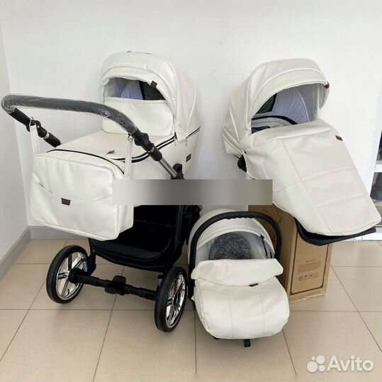 Коляска 3в1 экокожа белая Польша