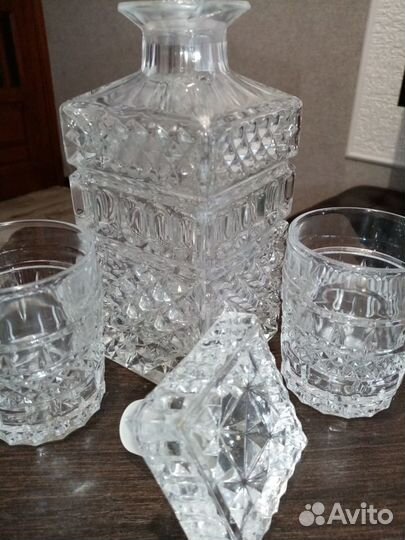 Штоф и два бокала. Bohemia хрусталь