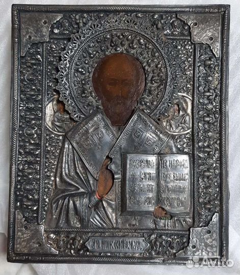 Икона старинная 19 век Николай Чудотворец