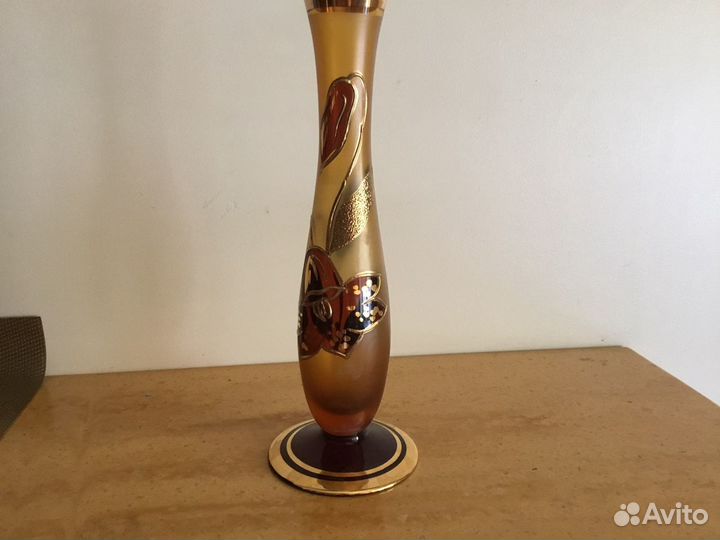 Ваза Позолота Богемия Чехословакия Времен СССР Нов