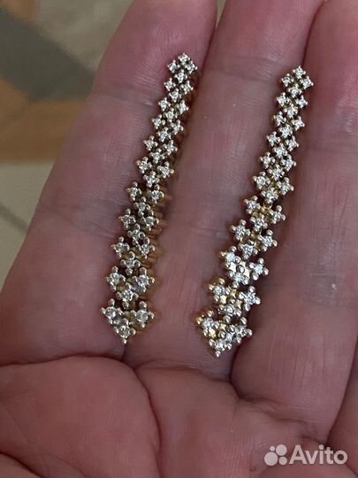 Золотые серьги с бриллиантами 585 проба