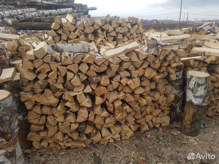 Дрова березовые сухие, горбыль пиленный