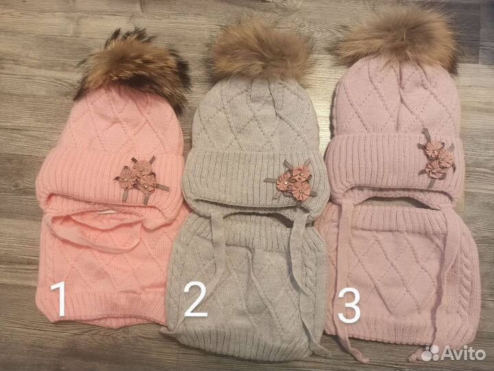 Комплект шапка + снуд, зима. Размер на 2-4 года