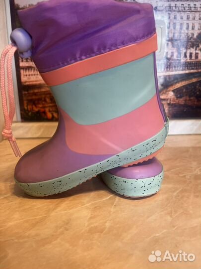 Детские резиновые утепленные сапоги 26 размер