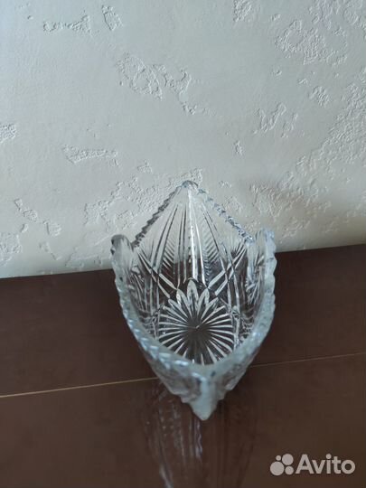 Хрустальная ладья лодочка салатник хрусталь СССР