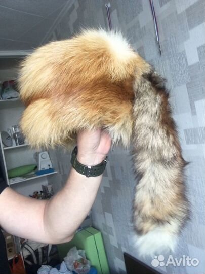Лисья шапка с хвостом