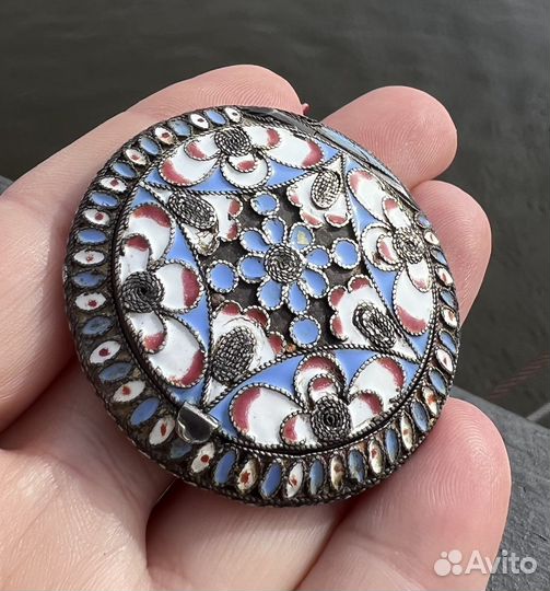 Серебряная антикварная мушница 916 молотобоец