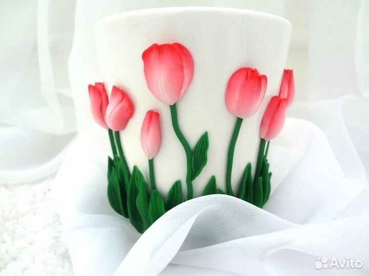 Кружка с декором, подарок, ручная работа