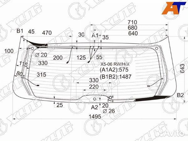 Стекло заднее BMW X5