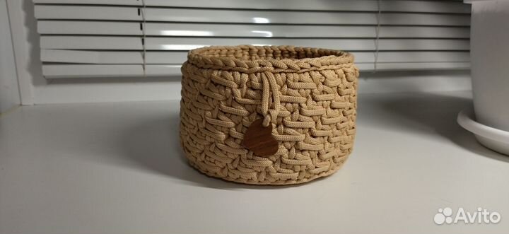 Вязаные корзинки ручной работы из шнура