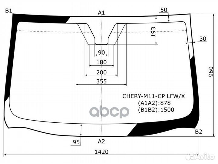 Стекло лобовое chery M11(A3) 4/5D 10-15 chery-M