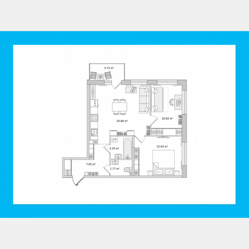 2-к. квартира, 56,7 м², 14/14 эт.