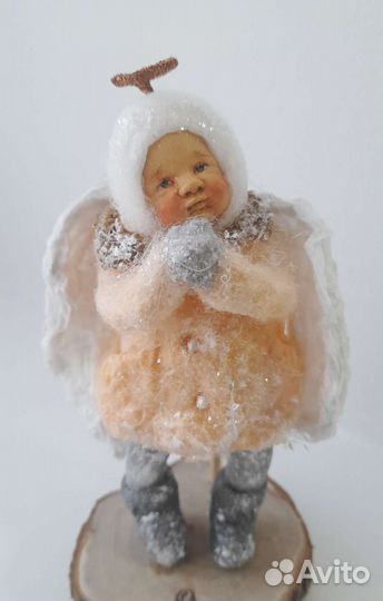 Ватная игрушка на ёлку. Ангелок