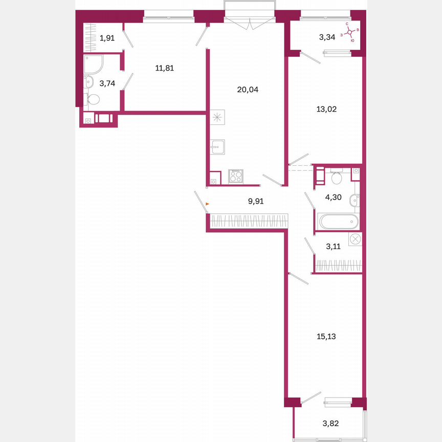 3-к. квартира, 85,8 м², 6/10 эт.