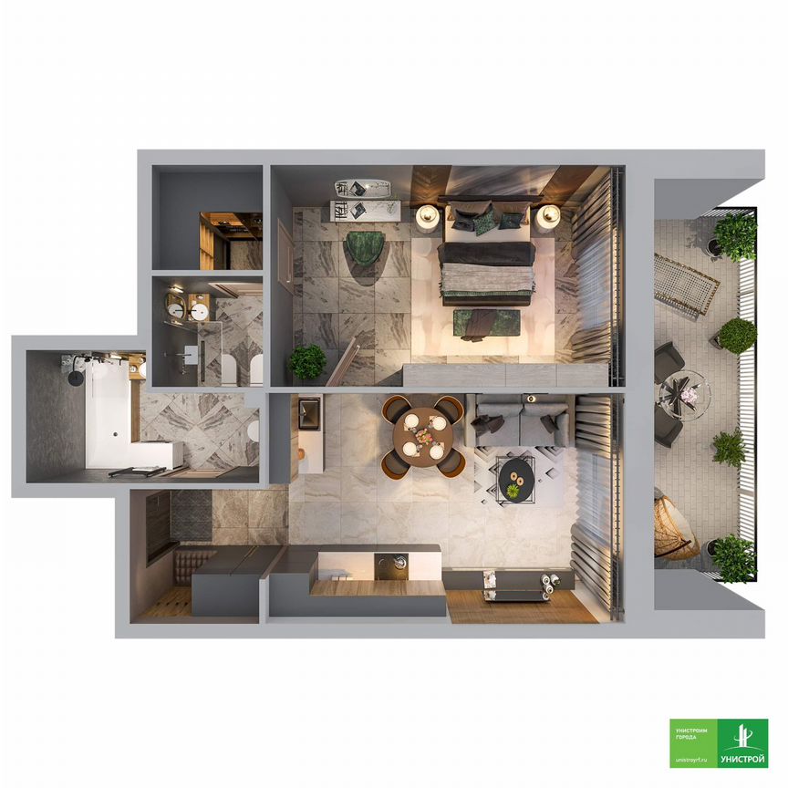 1-к. квартира, 45,6 м², 1/5 эт.