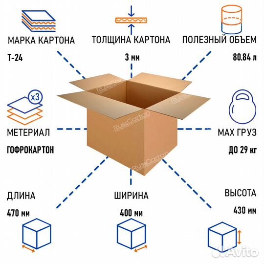 Картонная коробка 470х400х430 мм, Т-24 бурый