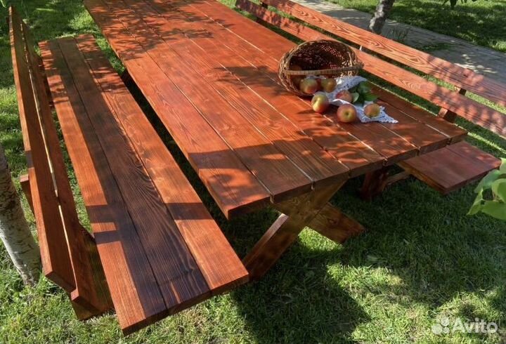 Стол и лавка из натурального дерева