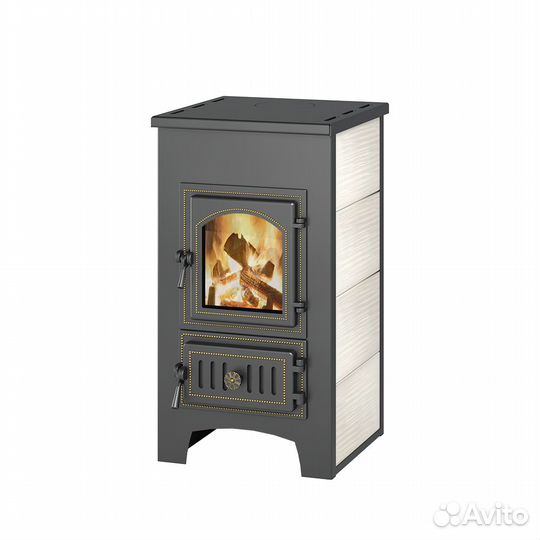 Печь-Камин везувий угловой бежевый с конфоркой