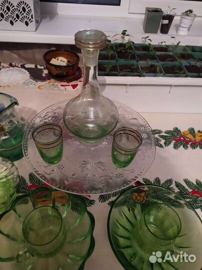 Посуда СССР из зелёного стекла