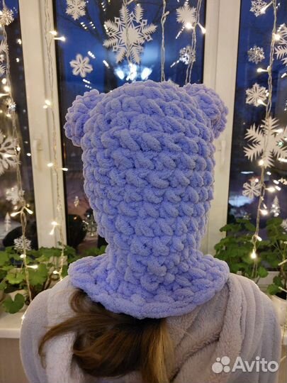 Балаклава теплая плотная вязка с флисом