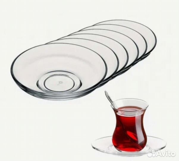 Набор стеклянный стакан армуды с блюдцем