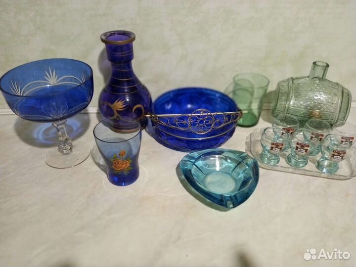 Цветное стекло синее СССР