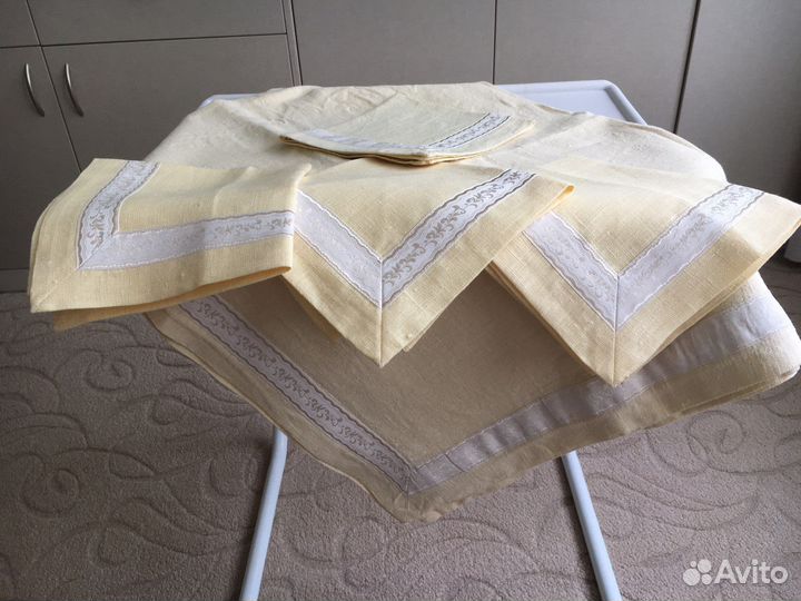 Скатерть полотенце салфетки льняные разные