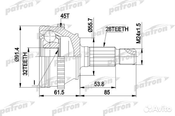 Patron PCV1090 шрус наружн к-кт 28x55.6x32 ABS45T