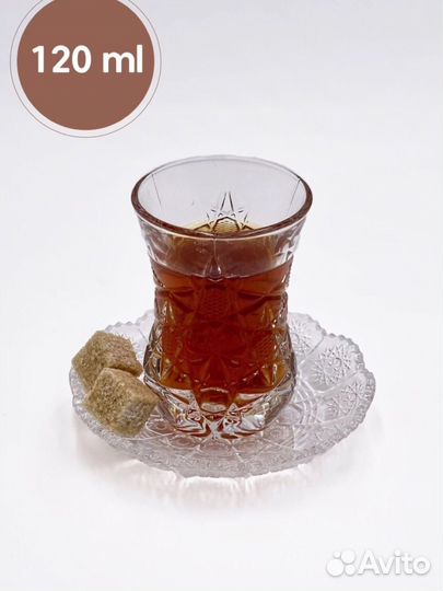 Стаканы армуды и блюдца, набор 6шт