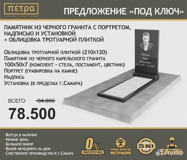 Памятники из гранита и мрамора под ключ