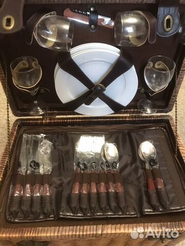 Корзина-холодильник для пикника с посудой