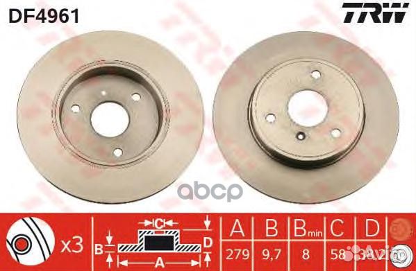 Диск тормозной DF4961 TRW