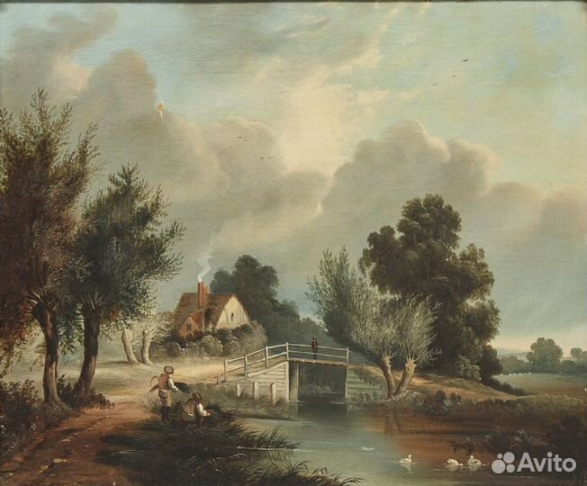 Картина Англия 19 век Масло холст Пейзаж